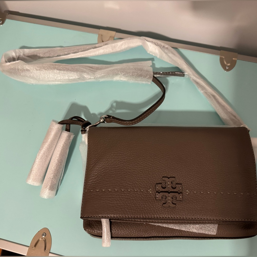 Tory Burch Gray Brown Crossbody Bag
